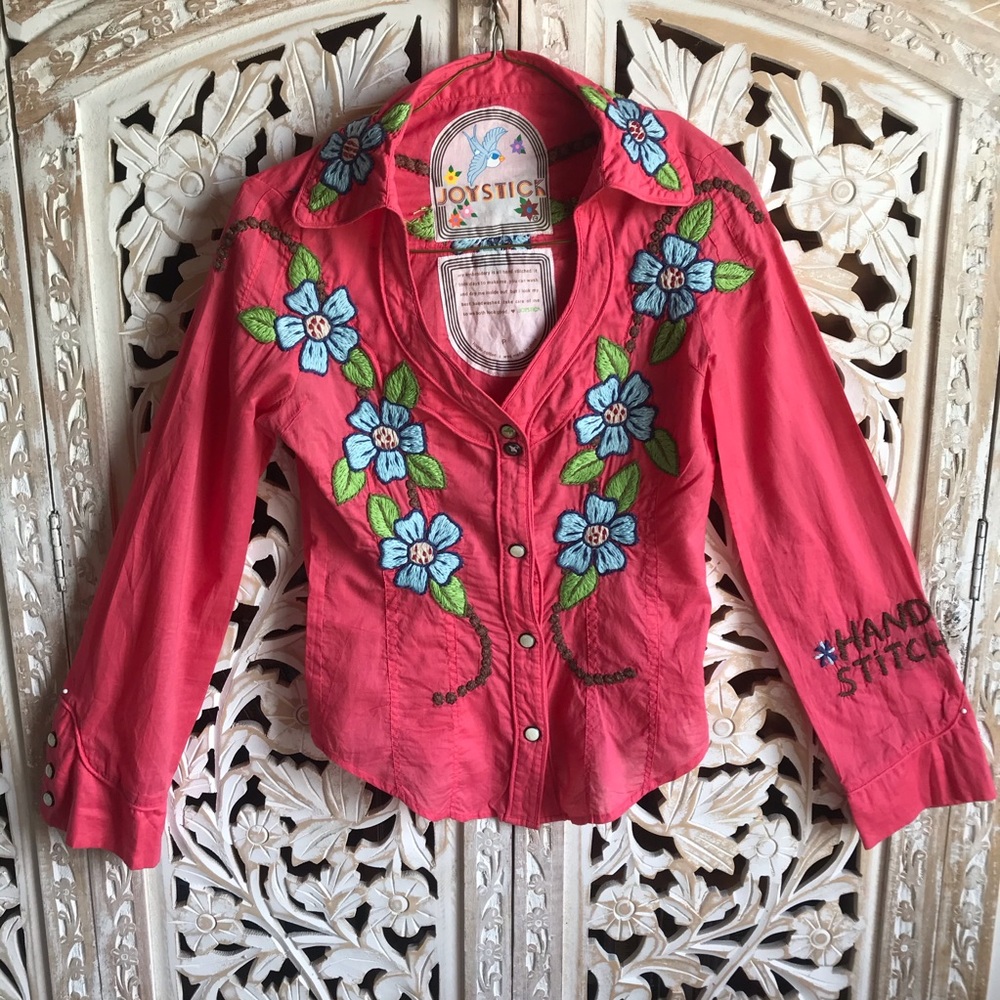 Joy Stick Embroidered Western Shirt